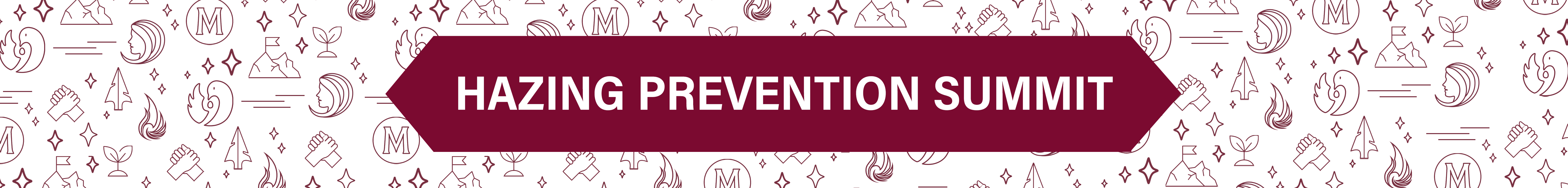 Web banner saying Hazing Prevention Summit with various icons in the back