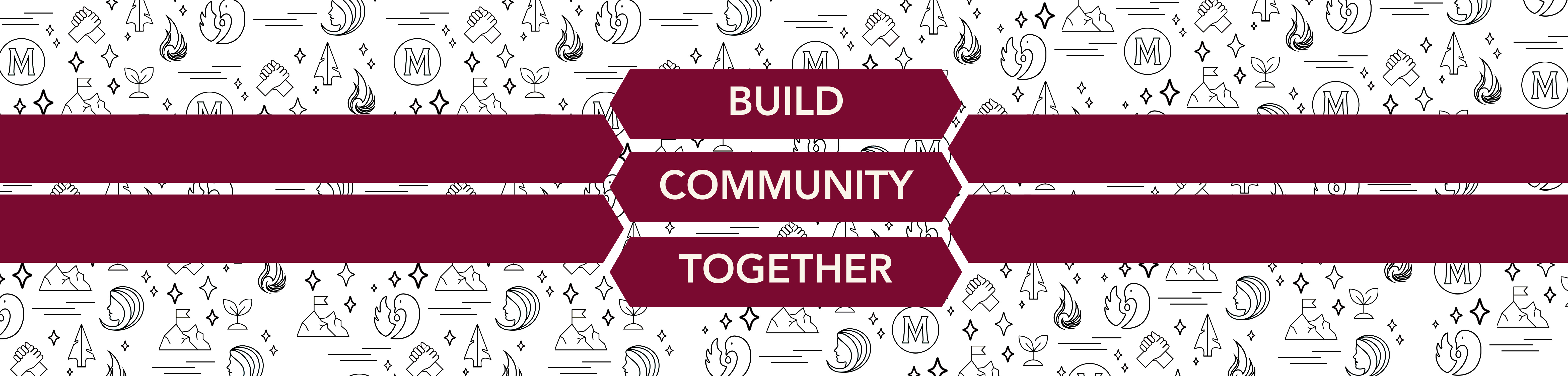 Web banner saying Build Community Together with icons in the back