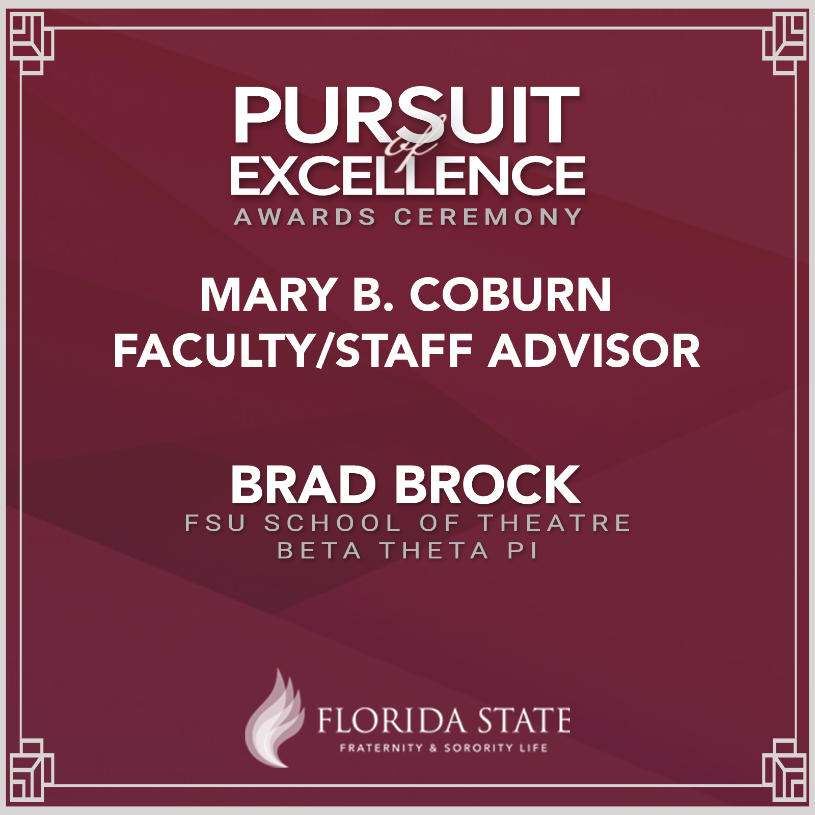 Mary B. Coburn Faculty/Staff Advisor winner - Brad Brock